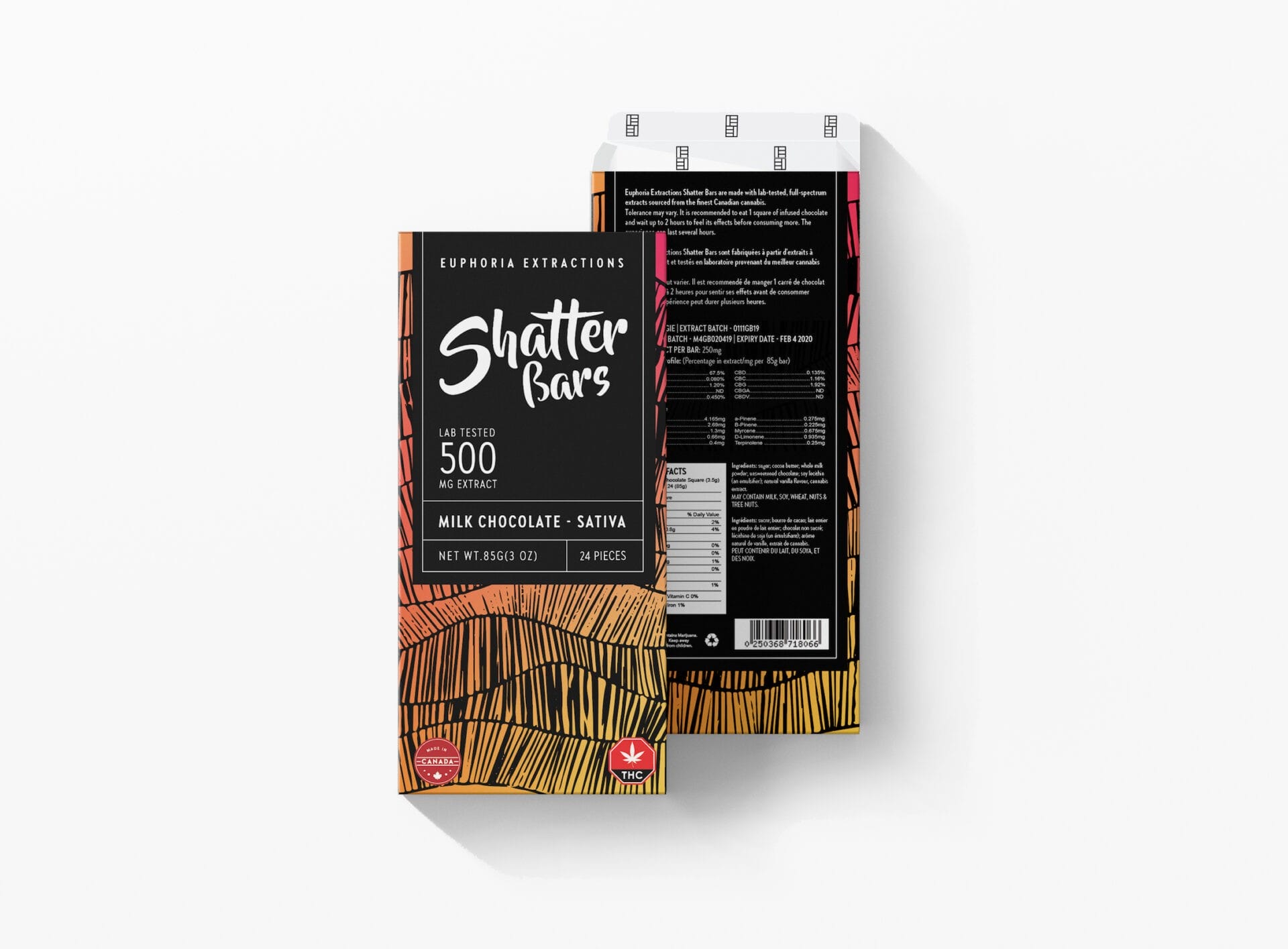Shatter Bars - Milk Chocolate - Sativa