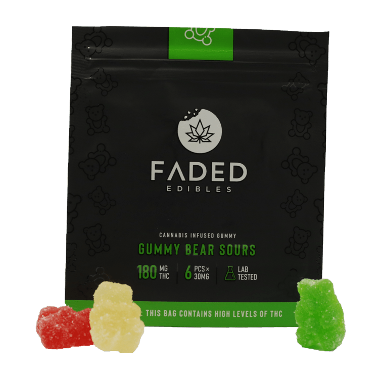 Faded Edibles - Gummy Bear Sours - 180mg