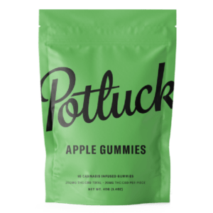 Potluck Extracts – Apple Gummies (1:1) – 100mg THC / 100mg CBD